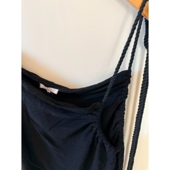 JLUXLABEL Womens Black One Shoulder Rope Strap Maxi Dress Side Slit Size Medium - Picture 5 of 7